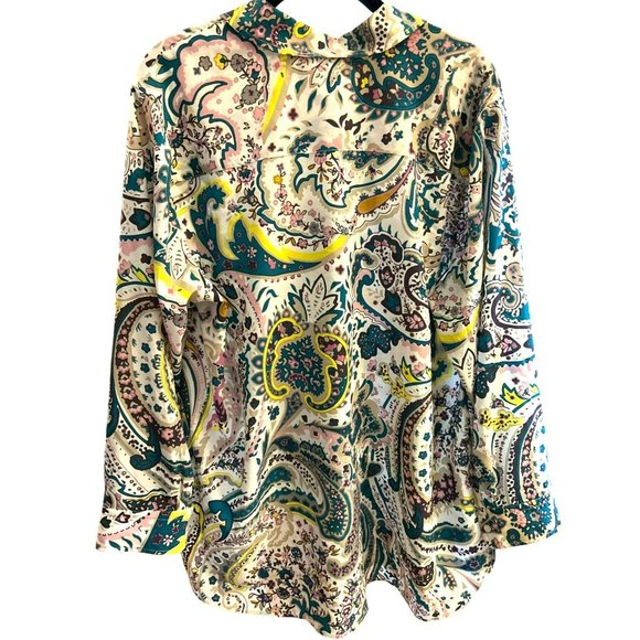 Talbots Women's Plus Sz Paisley Print Button Down Up 2XP Long Adjustable Sleeve - Picture 5 of 5